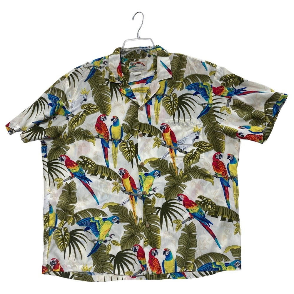 Paradise VTG Paradise‎ Found Mens Hawaii Shirt Parrot Cockatoo Tropical Rayon XL